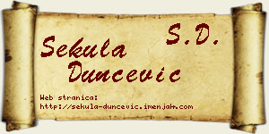 Sekula Dunčević vizit kartica
